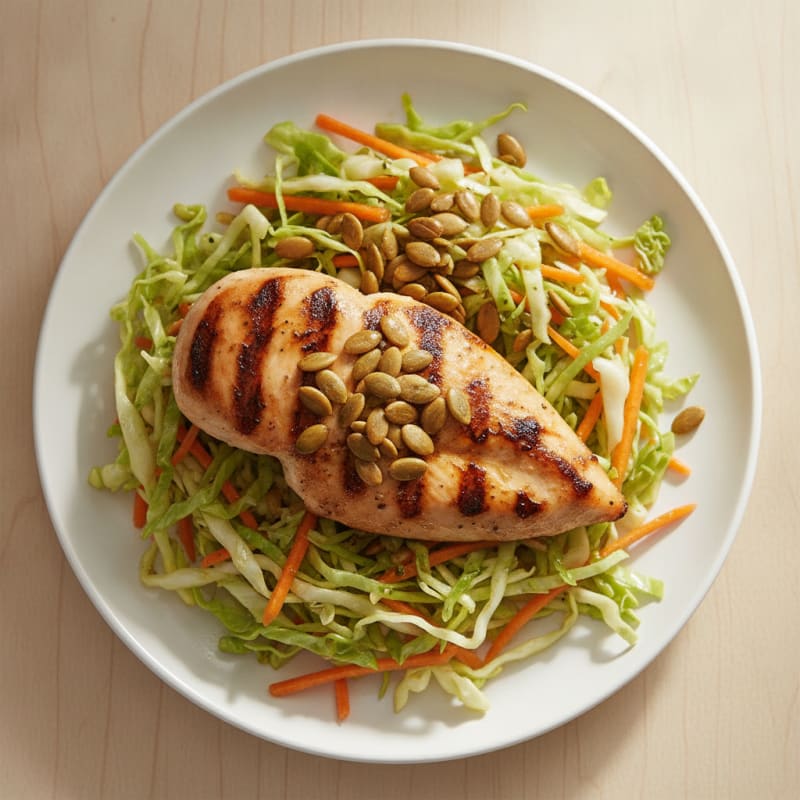 Grilled Chicken Breast with Crunchy Cabbage Slaw