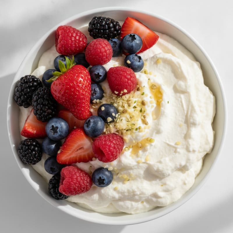 Greek Yogurt Protein Mousse with Mixed Berries