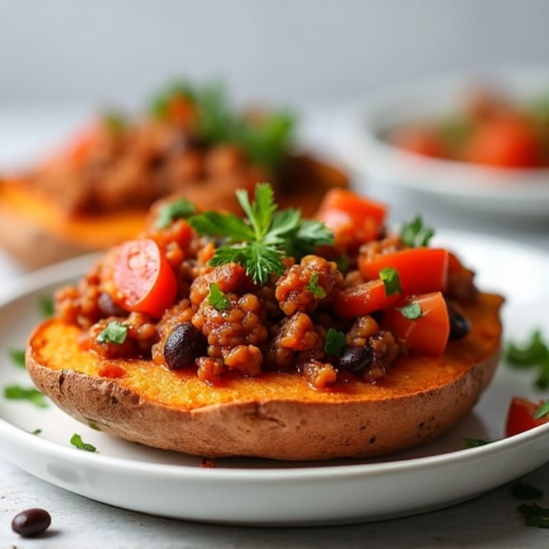 Crispy Sweet Potato Skins with Turkey Chili