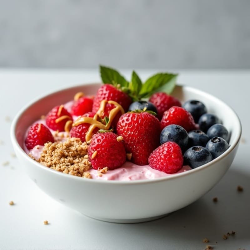 Greek Yogurt Protein Bowl with Mixed Berries and Almond Butter