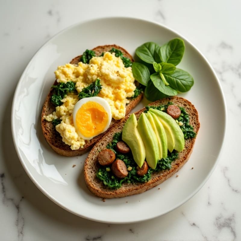 Egg White Scramble with Spinach and Turkey Sausage