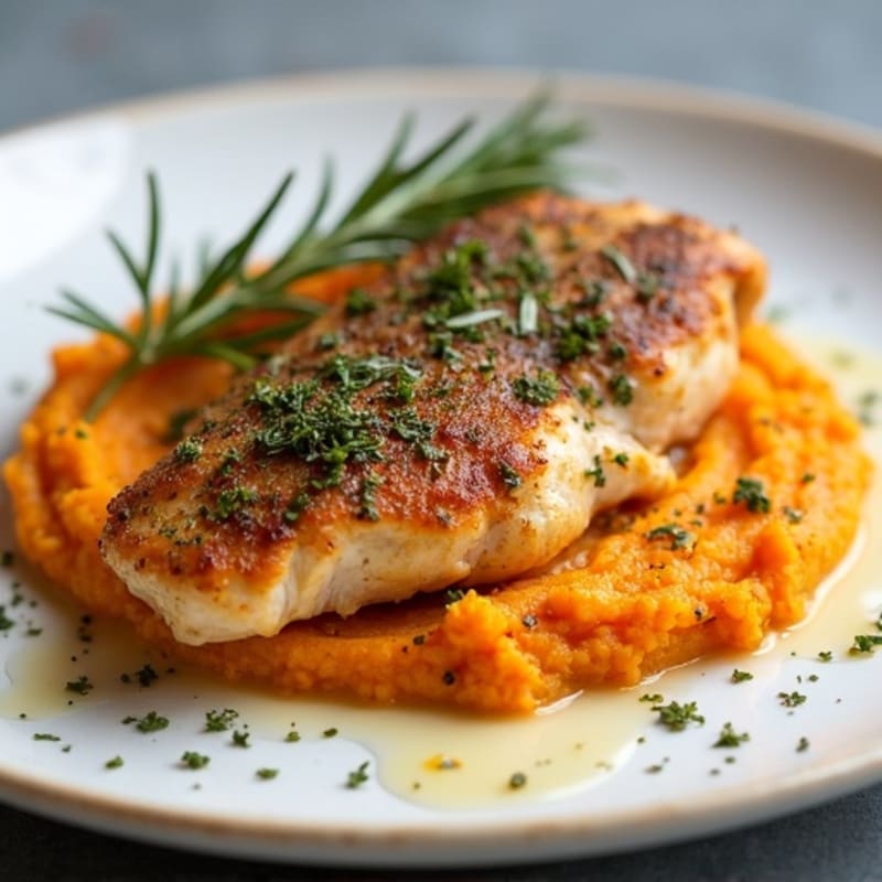 Herb-Crusted Chicken with Roasted Sweet Potato Mash