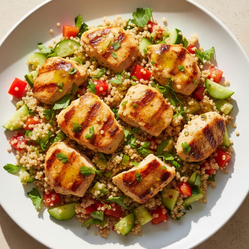 Grilled Chicken and Quinoa Salad with Crunchy Vegetables