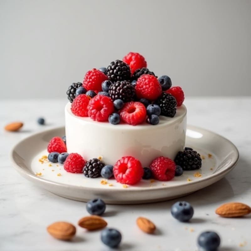 Greek Yogurt Protein Parfait with Mixed Berries and Almonds