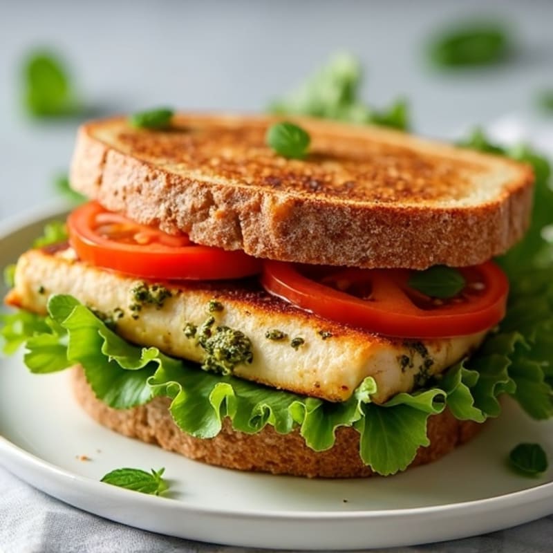 Herb-Pesto Grilled Chicken Sandwich with Fresh Greens