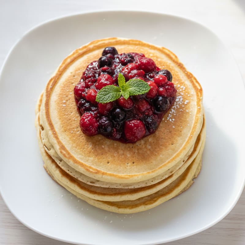 Fluffy Buttermilk Pancakes with Berry Compote