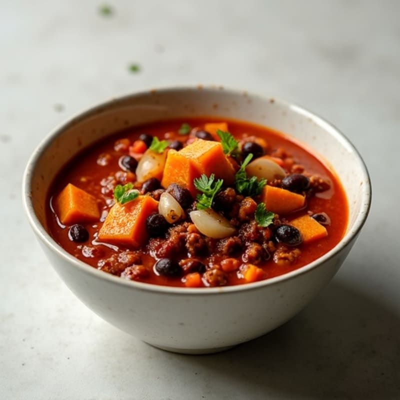 Hearty Black Bean Beef Chili with Sweet Potato