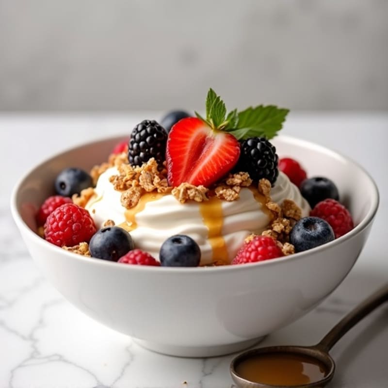 Creamy Greek Yogurt Bowl with Mixed Berries and Crunchy Granola