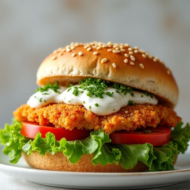 Crispy Baked Chicken Cutlet Sandwich with Herb Aioli