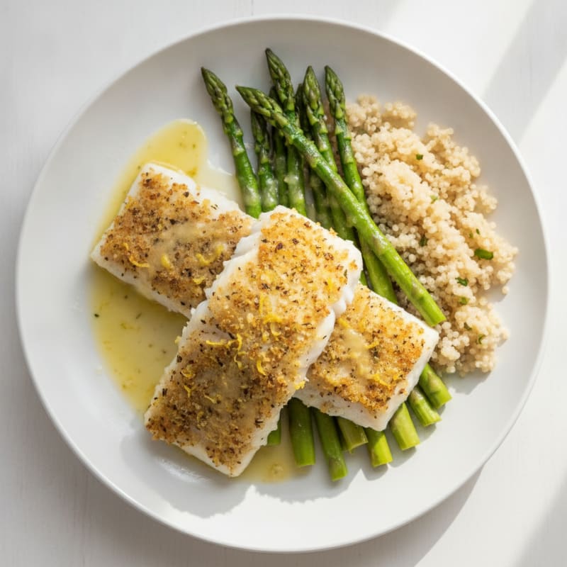 Lemon Herb Baked Cod with Asparagus