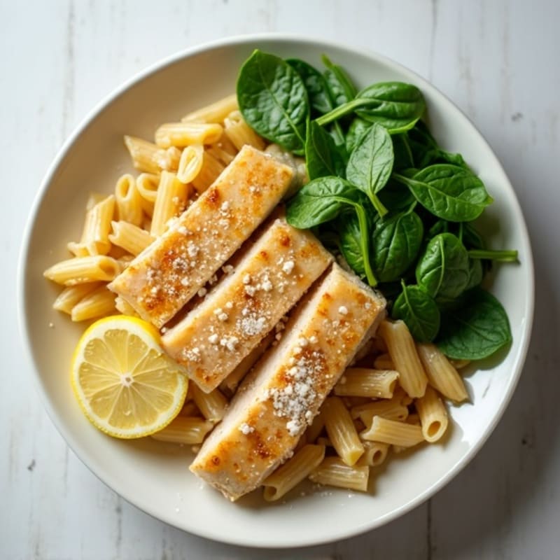 Creamy Lemon Garlic Chicken Pasta with Fresh Spinach