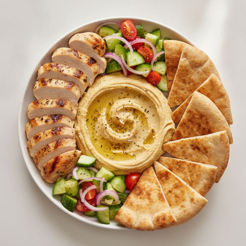 Chickpea Hummus Platter with Toasted Pita