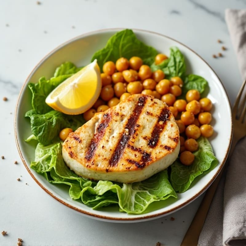 Grilled Chicken Breast with Crisp Romaine and Chickpeas