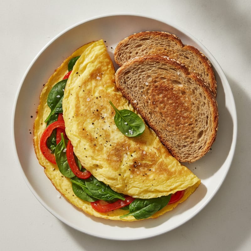 Spinach and Pepper Omelette with Protein Toast