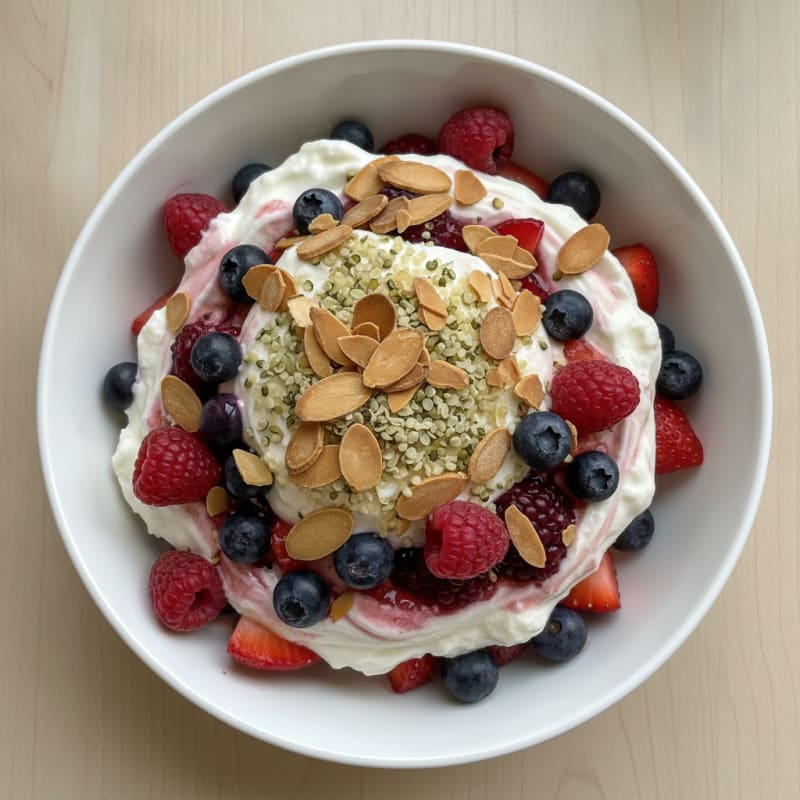 Greek Yogurt Protein Parfait with Berries and Almonds