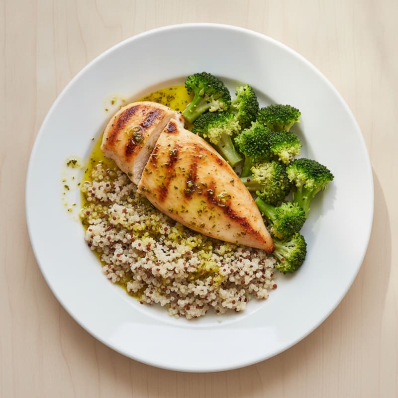 Grilled Chicken Breast with Quinoa and Steamed Broccoli
