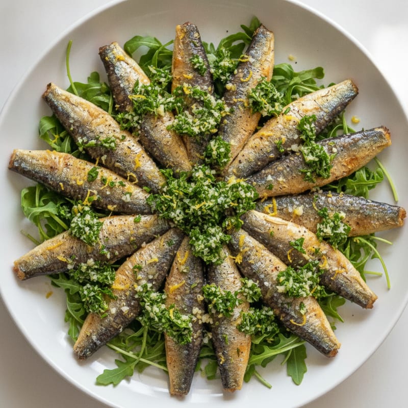 Pan-Seared Sardines with Lemon-Herb Gremolata
