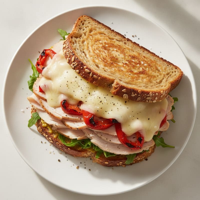 Turkey and Provolone Sandwich with Roasted Peppers