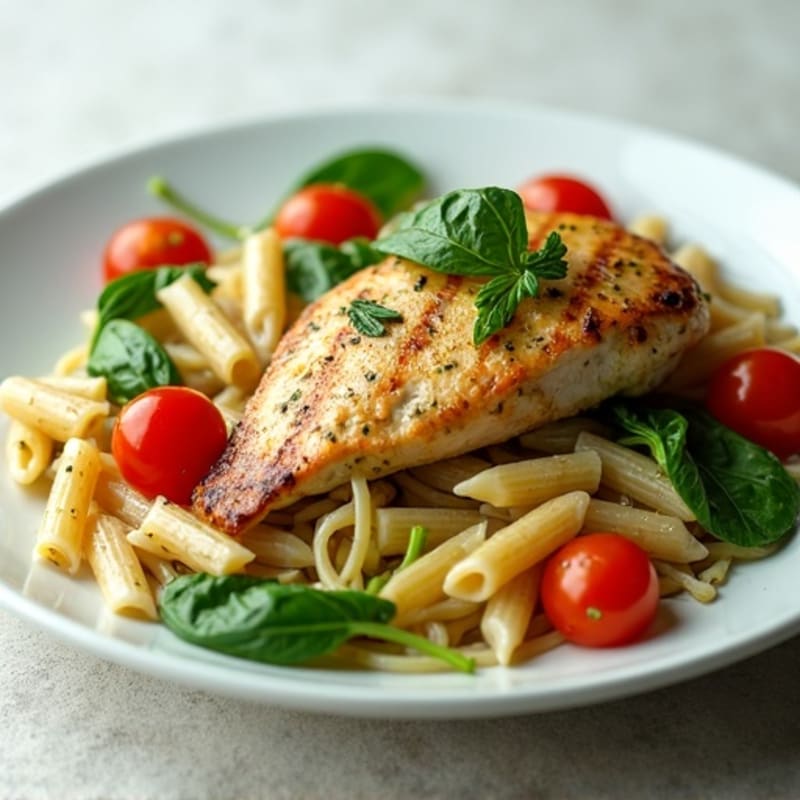 Chicken with Creamy Pesto Whole Wheat Pasta