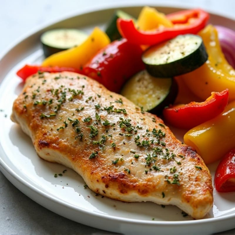 Herb-Crusted Sheet Pan Chicken with Roasted Rainbow Vegetables