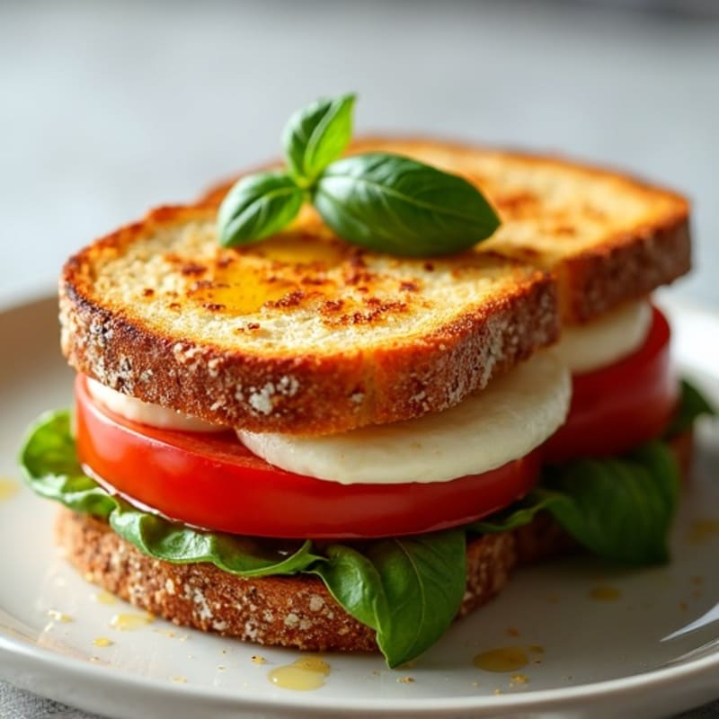 Crispy Grilled Fresh Tomato and Mozzarella Sandwich