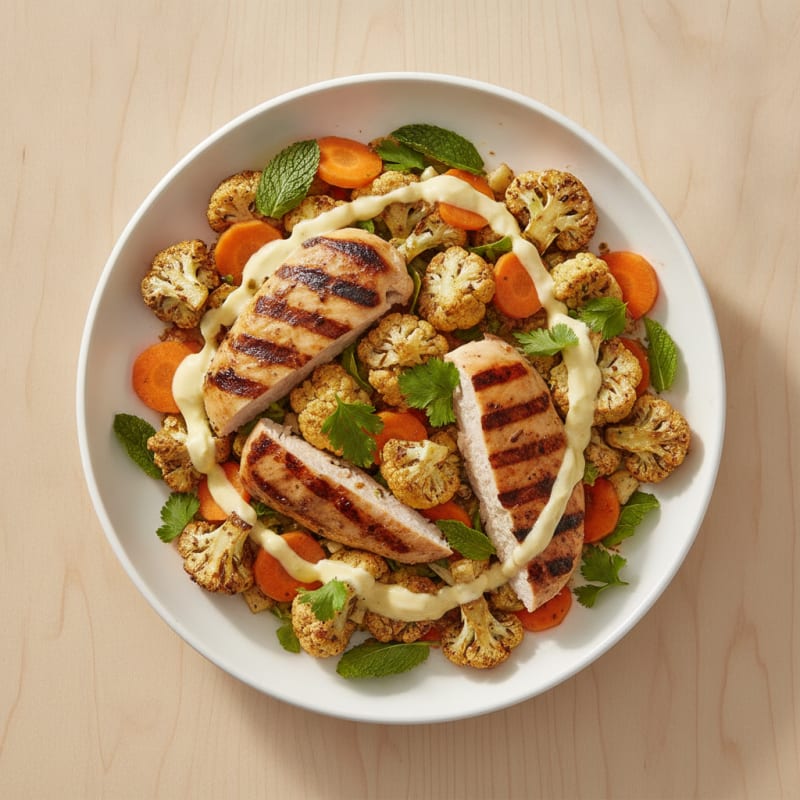 Grilled Chicken and Roasted Cauliflower Salad