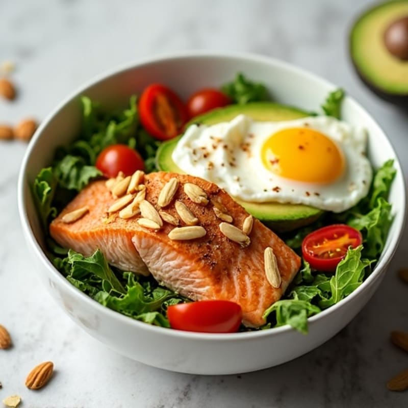 Creamy Avocado Salmon Bowl with Toasted Nuts