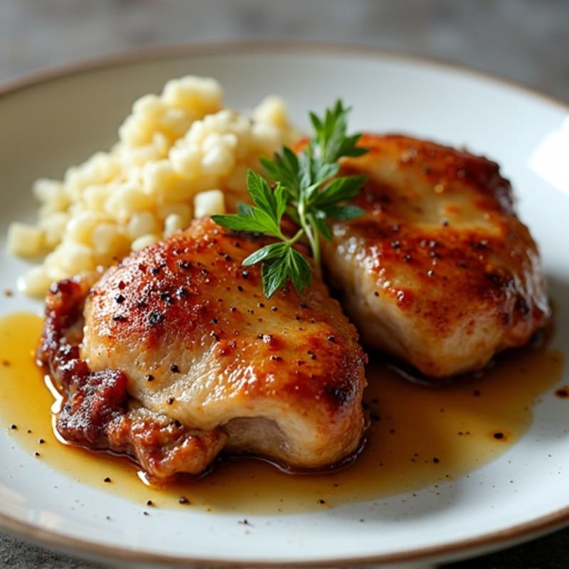 Roast Chicken Thighs with Pan-Seared Duck Breast