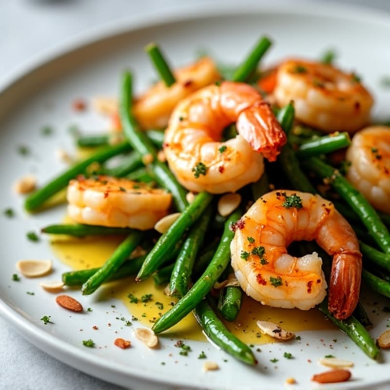 Lemon Herb Roasted Shrimp with Crispy Green Beans