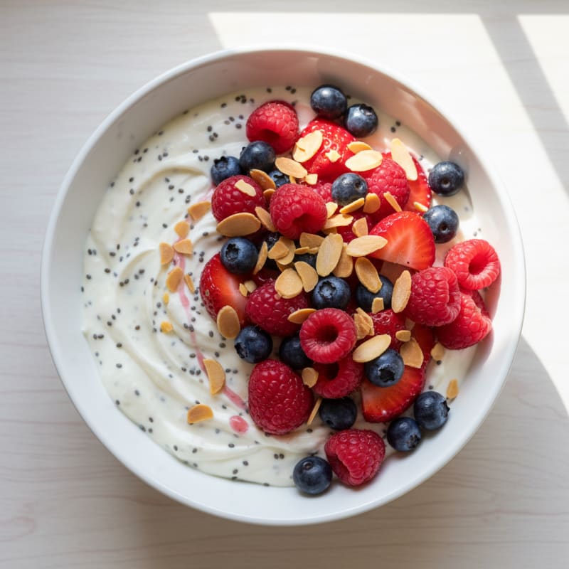 Silky Greek Yogurt Protein Pudding with Mixed Berries