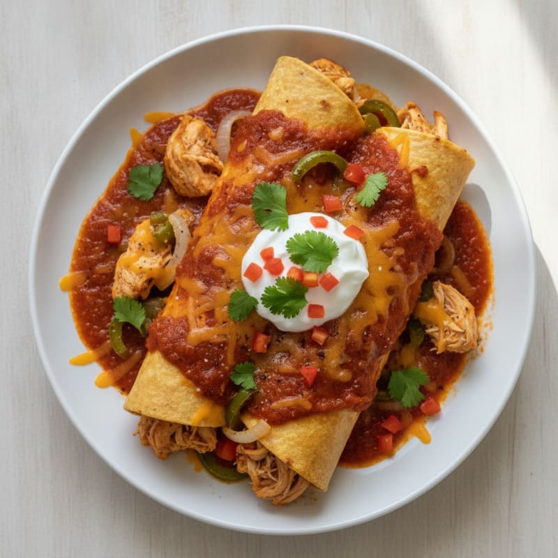 Chicken Enchiladas with Red Sauce