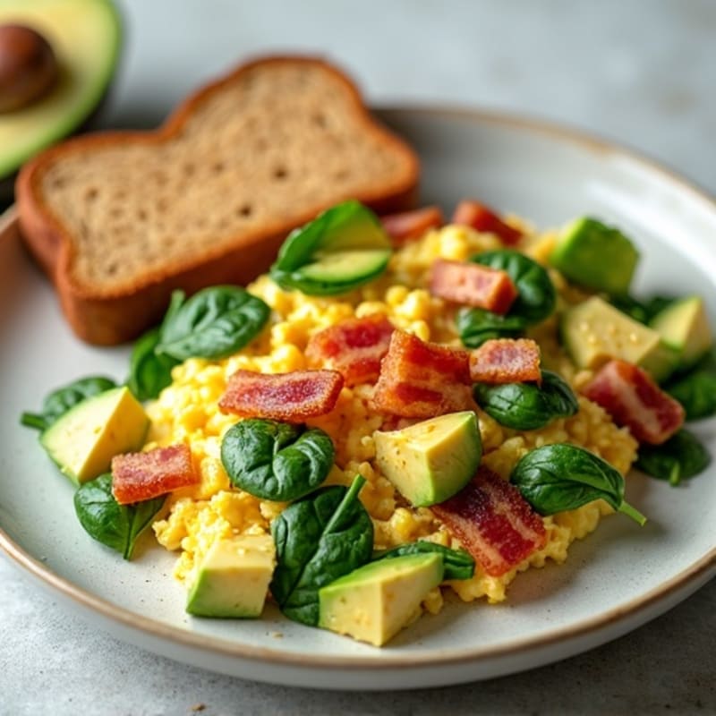 Egg White Scramble with Spinach, Turkey Bacon, Toast & Avocado