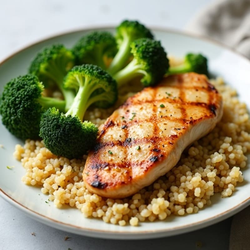 Grilled Chicken Breast with Quinoa and Steamed Broccoli
