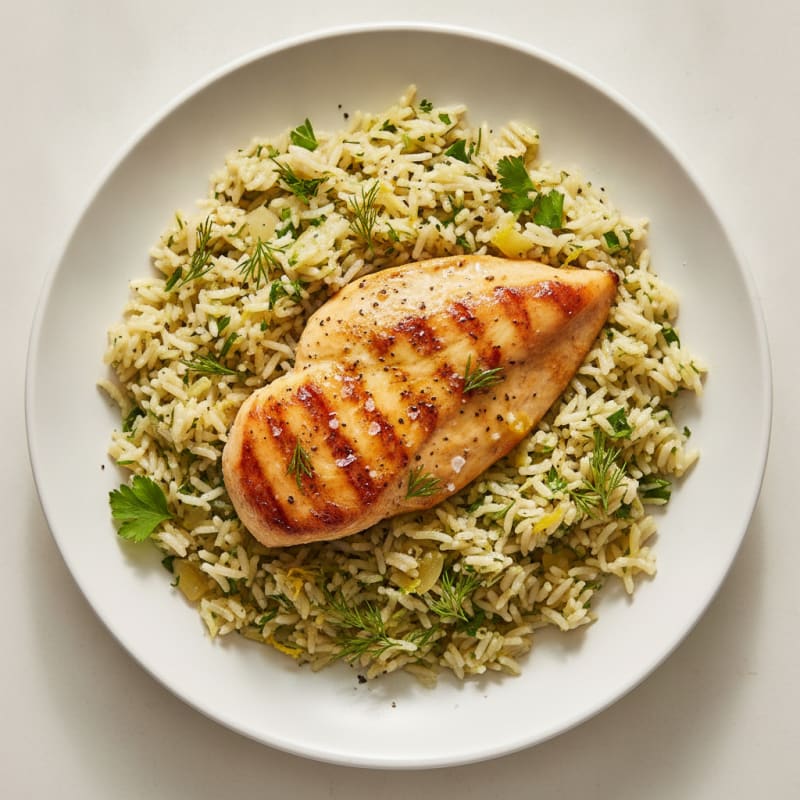 Lemon Herb Rice Pilaf with Pan-Seared Chicken