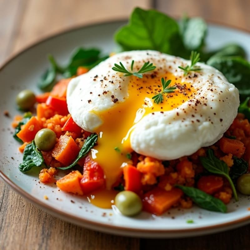 Crispy Sweet Potato Hash with Poached Eggs