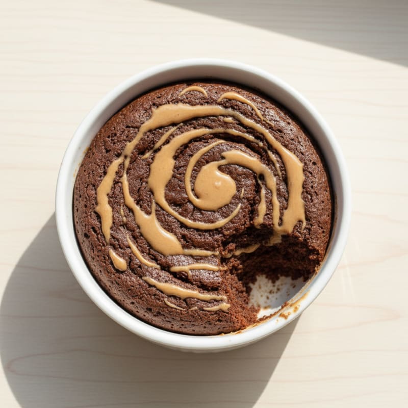 Chocolate Protein Mug Cake with Almond Butter Swirl