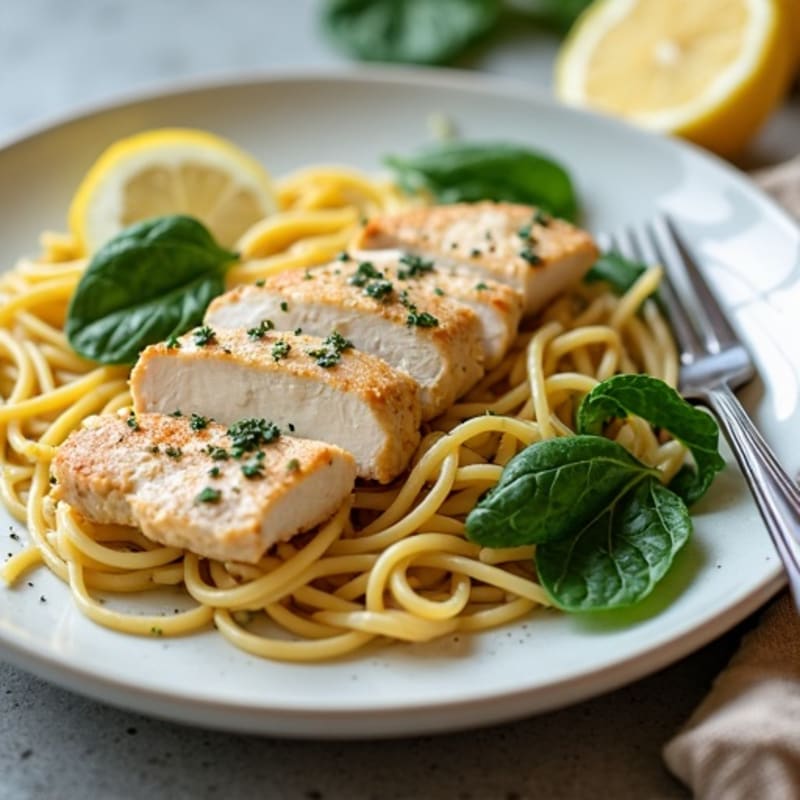 Creamy Lemon Garlic Chicken Pasta with Fresh Spinach