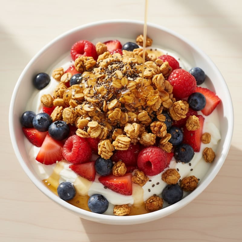 Creamy Greek Yogurt Parfait with Protein Granola and Berries