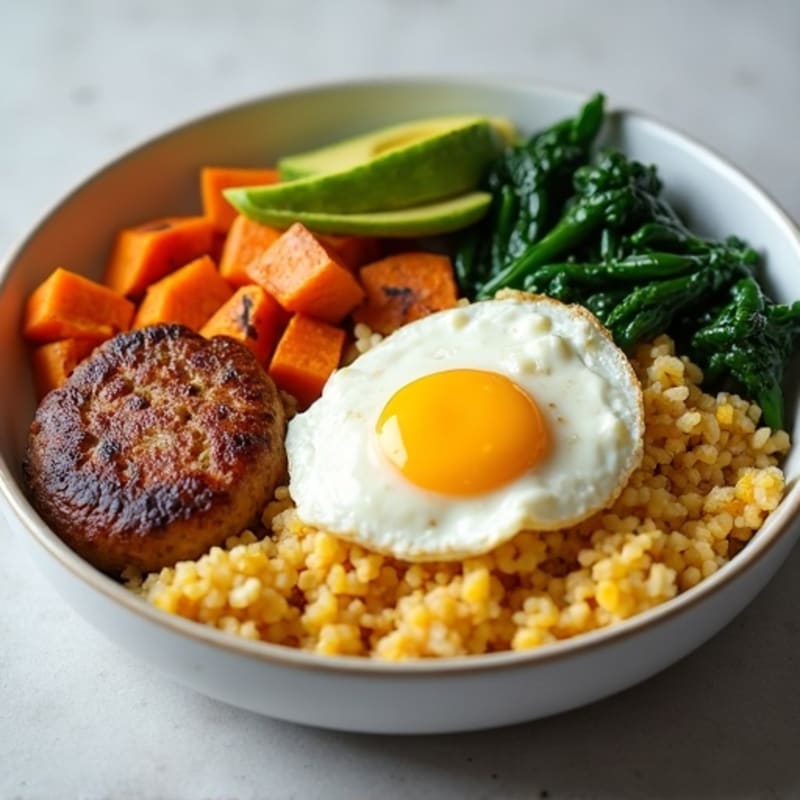 Egg White Scramble with Turkey Sausage and Cottage Cheese