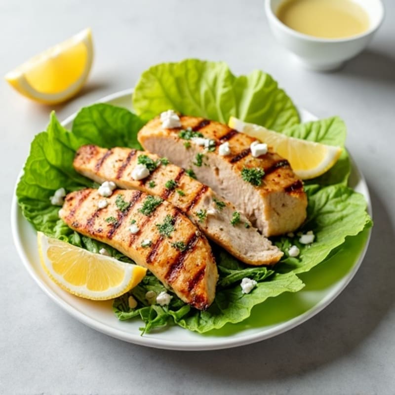 Grilled Chicken and Crisp Romaine Salad with Lemon Herb Dressing