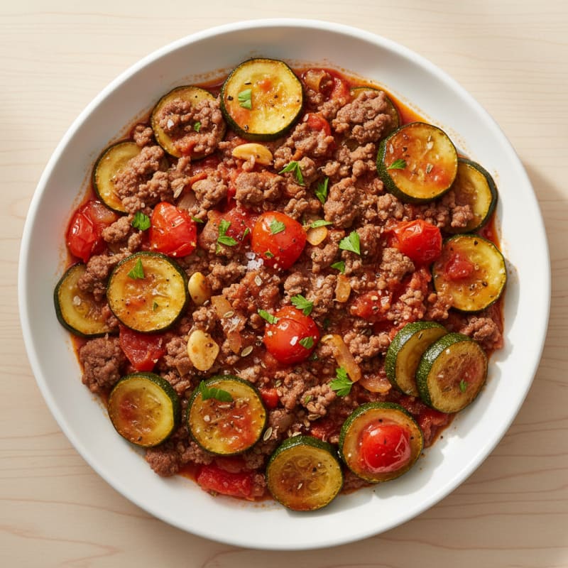 Ground Beef Zucchini Skillet with Tomatoes