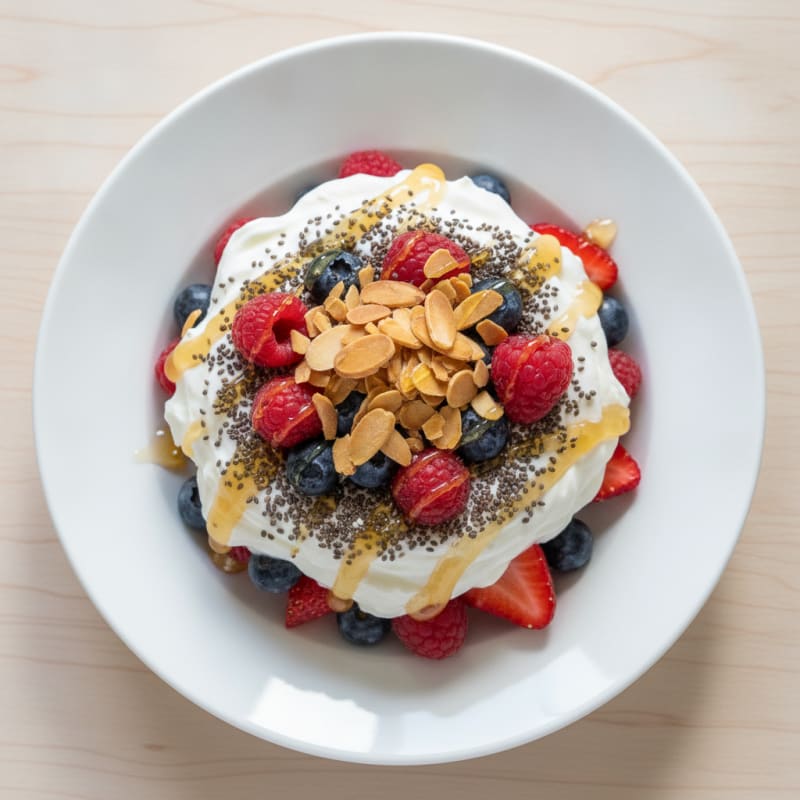 Greek Yogurt Parfait with Chia Seeds and Mixed Berries