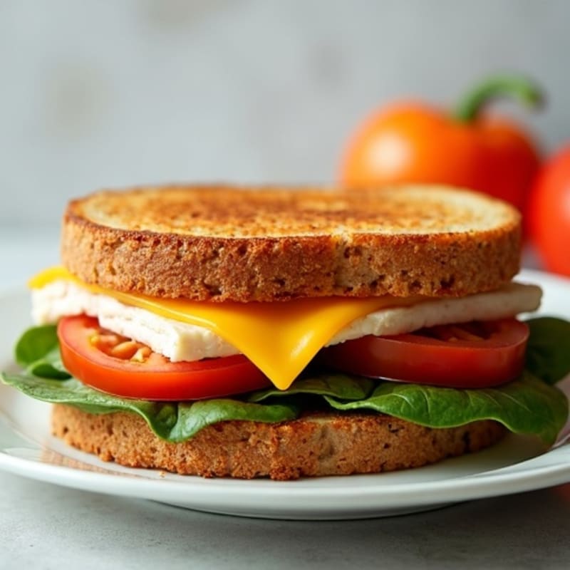 Whole Grain Crispy Grilled Cheese with Lean Turkey and Layered Veggies
