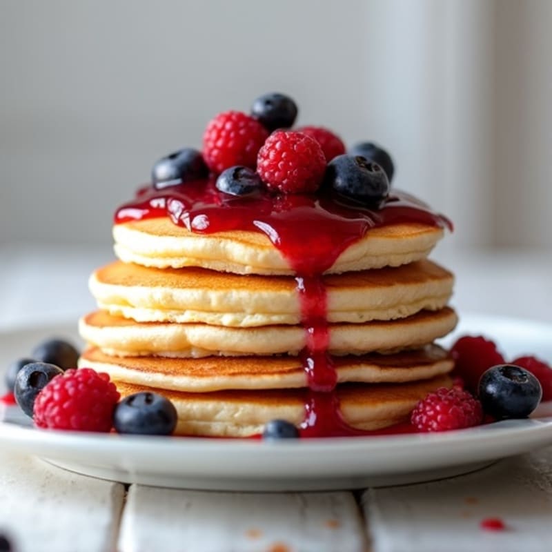 Fluffy Protein Pancakes with Berry Compote