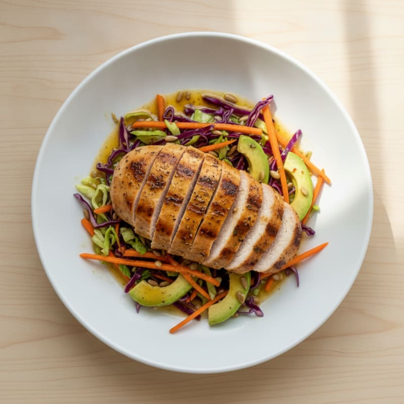 Grilled Turkey Breast with Crunchy Vegetable Slaw