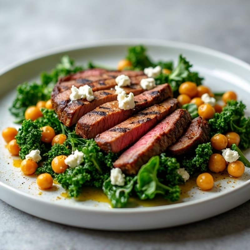 Grilled Steak and Kale Salad with Roasted Chickpeas