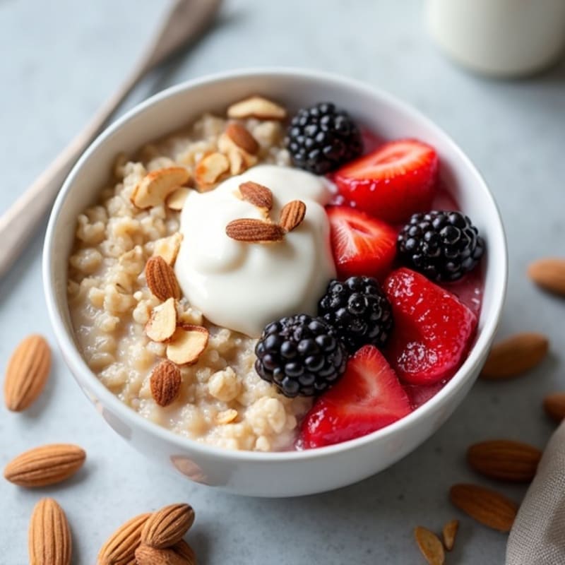 Creamy Steel-Cut Oats with Fresh Berries and Toasted Almonds