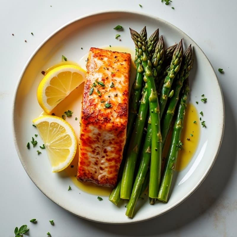 Crispy Pan-Seared Salmon with Roasted Asparagus