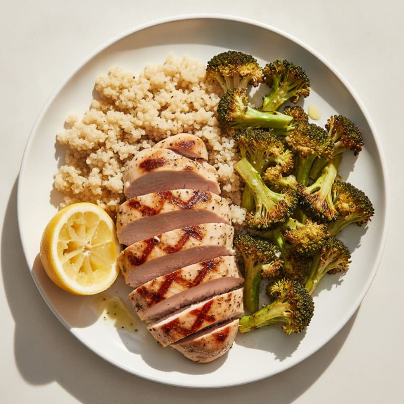 Grilled Turkey Breast with Quinoa and Roasted Broccoli
