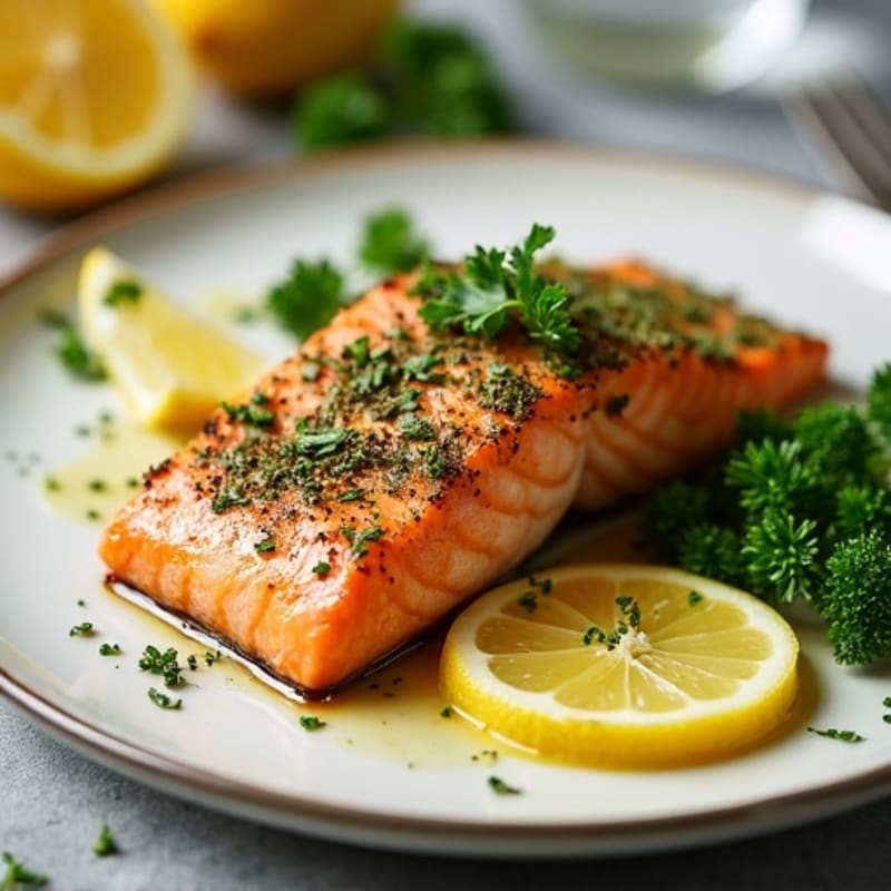 Fresh Mediterranean Herb-Crusted Salmon with Lemon